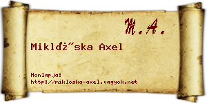 Miklóska Axel névjegykártya